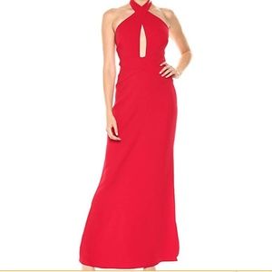 NEW💕 Laundry by Shelli Segal-Red Halter wrap gown